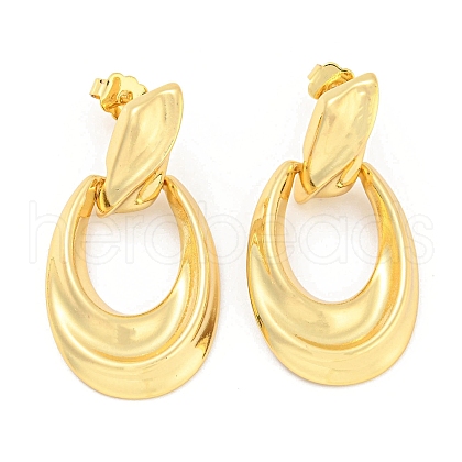 Hollow Teardrop Rack Plating Brass Dangle Stud Earrings EJEW-K263-09G-1