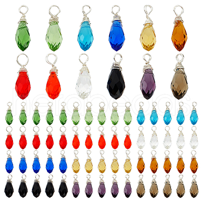 72Pcs 12 Colors Glass Pendant PALLOY-PH01672-1