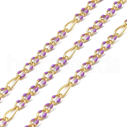 Handmade Brass Enamel Oval Link Chains CHC-L053-08G-02-1