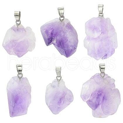 Rough Raw Natural Amethyst Pendants G-YW0001-32-1