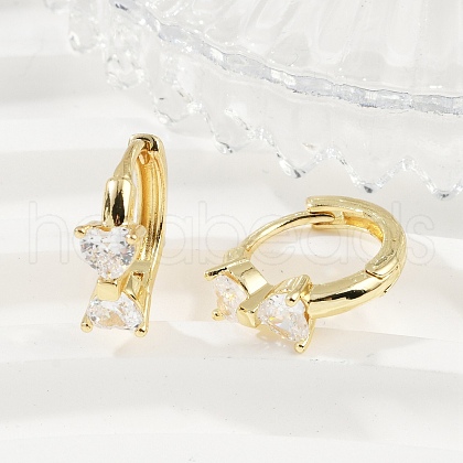 Bowknot Brass Micro Pave Clear Cubic Zirconia Hoop Earrings EJEW-L299-04G-1
