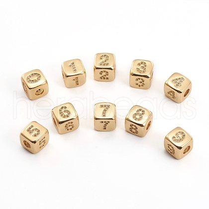 Brass Micro Pave Clear Cubic Zirconia Beads ZIRC-L091-021G-1