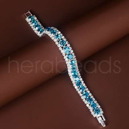 Square Alloy Rhinestone Cup Chain Bracelets for Women WG1D83C-05-1