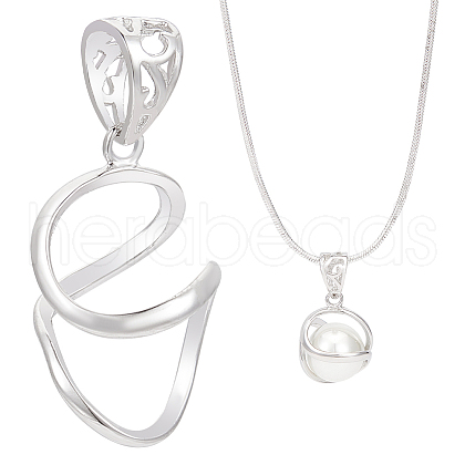 BENECREAT 1Pc Sterling Silver Pendant Cabochon Setting STER-BC0002-52-1