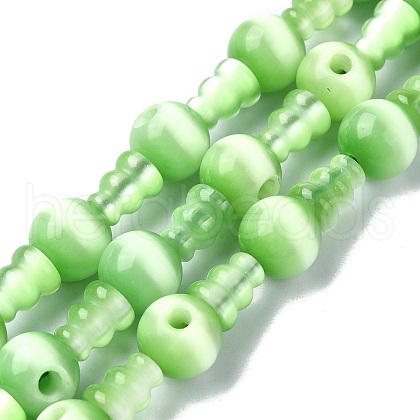 Cat Eye 3-Hole Guru Bead Strands G-K149-52C-1