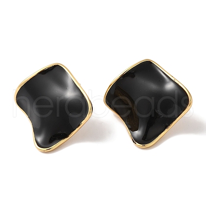 Rhombus Golden Ion Plating(IP) 304 Stainless Steel Stud Earrings for Women EJEW-L287-043G-02-1