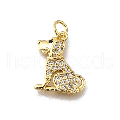 Brass Micro Pave Clear Cubic Zirconia Pendants KK-F899-02A-G-1