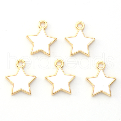 Light Gold Plated Alloy Enamel Pendants X-ENAM-R136-21A-1