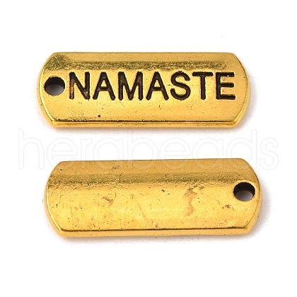 Tibetan Style Alloy Rectangle with Word Namaste Pendants TIBEP-Q043-067AG-RS-1