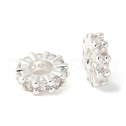 Brass Micro Pave Cubic Zirconia Beads KK-A253-11S-02-1