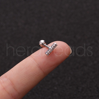 316L Surgical Stainless Steel Micro Pave Clear Cubic Zirconia Rectangle Cartilage Earrings WG9CD6D-36-1