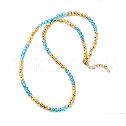 Rack Plating Brass and Glass Bead Necklaces NJEW-C056-02G-02-1