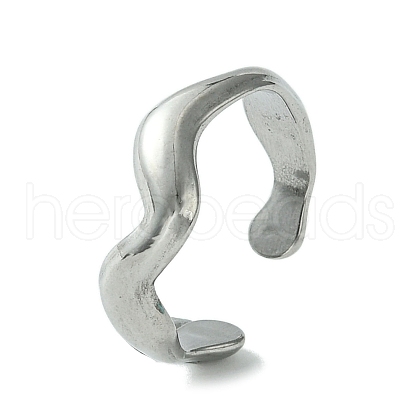 304 Stainless Steel Open Cuff Ring RJEW-L110-022P-1