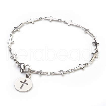 304 Stainless Steel Charm Bracelets BJEW-JB03864-03-1