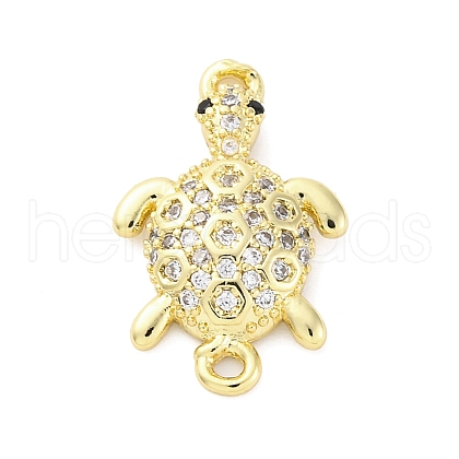 Brass Micro Pave Clear Cubic Zirconia Connector Charms KK-D325-06G-03-1