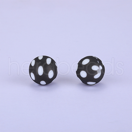 Printed Round Silicone Focal Beads SI-JX0056A-47-1