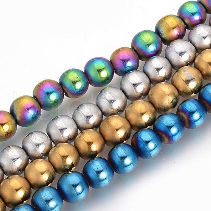 Electroplate Non-magnetic Synthetic Hematite Beads Strands G-Q945-10mm-M-1