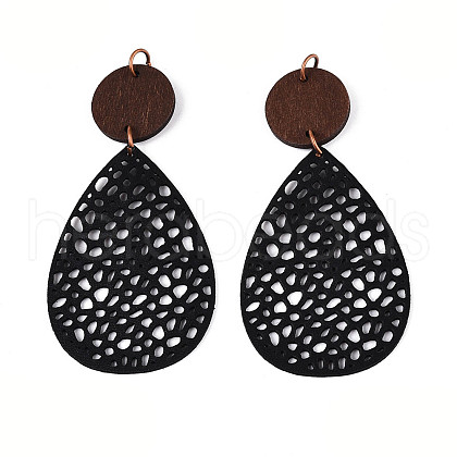 Teardrop Leather Pendants FIND-N007-02B-03-1