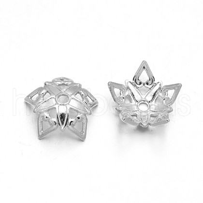 Filigree 5-Petal Brass Bead Caps X-KK-N0088-21P-1