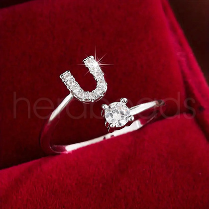 Brass & Cubic Zirconia Cuff Rings WG53F6D-21-1
