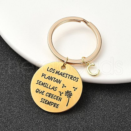 201 Stainless Steel & Brass Letter Keychain KEYC-YW00095-03-1