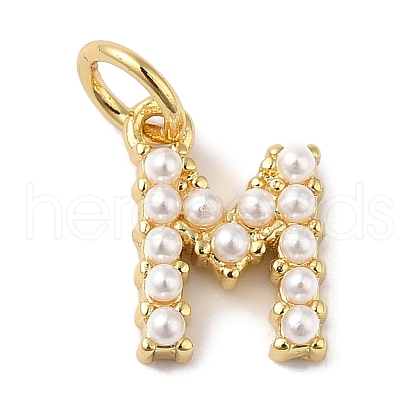 Rack Plating Brass with ABS Plastic Imitation Pearl Charms KK-B092-30M-G-1