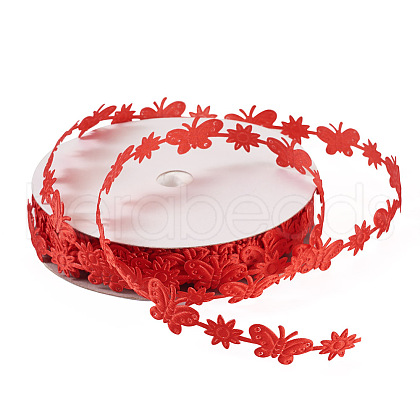 20 Yards Malan Flower and Butterfly Polyester Lace Trim OCOR-TAC0016-18E-1