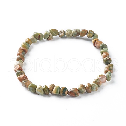 Natural Rhyolite Jasper Chip Beads Bracelet for Girl Women BJEW-JB06748-11-1
