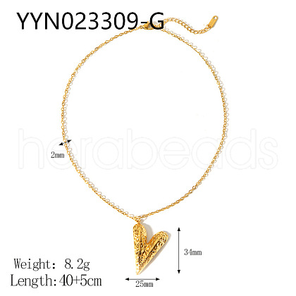 Textured Heart 304 Stainless Steel Pendant Necklaces for Women FS-WG7D1EE-03-1