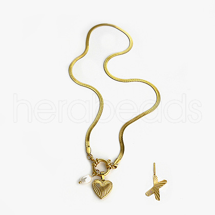304 Stainless Steel Letter and Heart Pendant Necklaces for Women FS-WG694DF-24-1