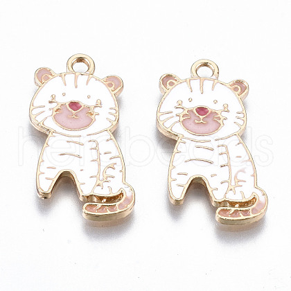 Light Gold Plated Alloy Enamel Pendants ENAM-T009-71C-RS-1