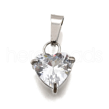 304 Stainless Steel Micro Pave Cubic Zirconia Pendants STAS-B086-13P-04-1