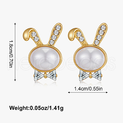 Rabbit Brass Micro Pave Clear Cubic Zirconia Stud Earrings FS-WGF953E-05-1