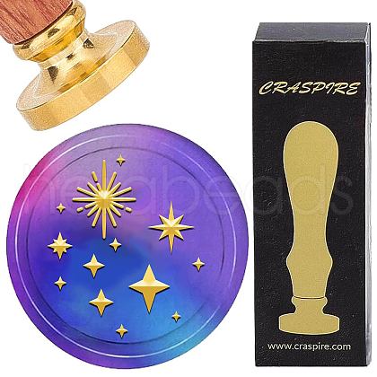Brass Wax Seal Stamp with Wood Handle AJEW-WH0412-0322-1