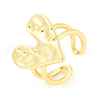 Brass Heart Open Cuff Rings RJEW-Q781-13G-1