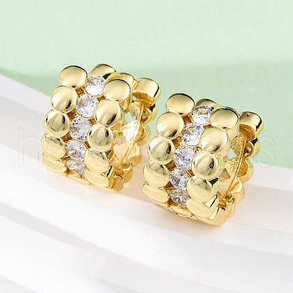 Brass Micro Pave Clear Cubic Zirconia Hoop Earrings EJEW-H158-14G-1