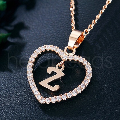 Heart Brass Micro Pave Clear Cubic Zirconia Pendant Necklaces WGA8162-26-1