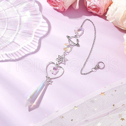 Alloy Planet Moon Hanging Ornaments HJEW-JM03018-1