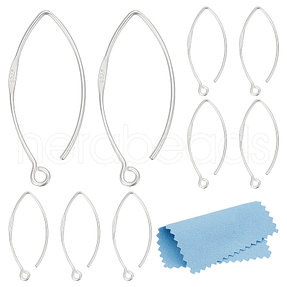 BENECREAT 5 Pairs 925 Sterling Silver Earring Hooks STER-BC0002-22B-1