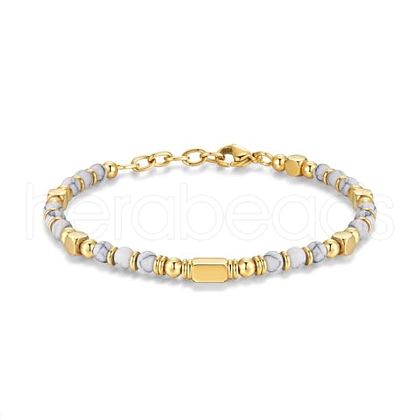 Adjustable 304 Stainless Steel Gemstone Beaded Bracelets FS-WG23DE2-10-1
