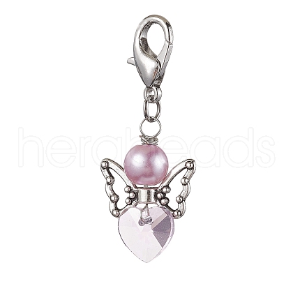 Heart Angel Glass Pendant Decoration HJEW-JM01980-02-1