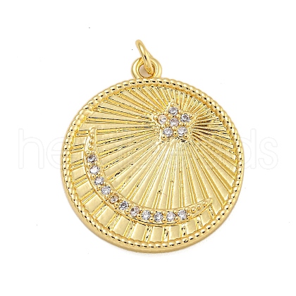Rack Plating Brass Micro Pave Cubic Zirconia Pendants KK-C074-50G-1