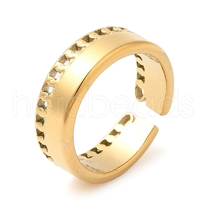 304 Stainless Steel Hollow Open Cuff Rings for Women STAS-D085-34G-1