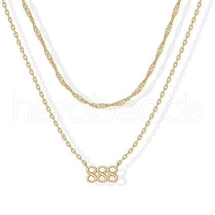 304 Stainless Steel Figure Pendant Double Layer Necklaces for Women FS-WGF1C2D-08-1