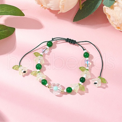 Natural Malaysia Jade Beads Braided Bead Bracelets BJEW-MZ00167-01-1