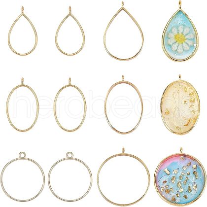 Olycraft 30Pcs 6 Styles Alloy Open Back Bezel Pendants FIND-OC0001-13-1
