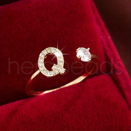 Brass Micro Pave Cubic Zirconia Cuff Rings WG75066-17-1