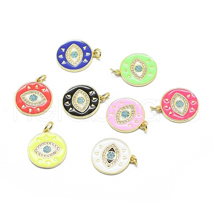 Brass Micro Pave Clear Cubic Zirconia Pendants KK-M207-F03-1