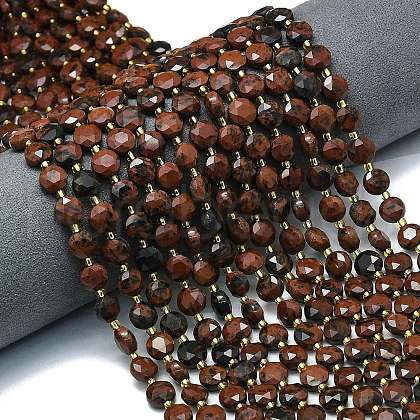 Natural Mahogany Obsidian Beads Strands G-C116-A66-02-1
