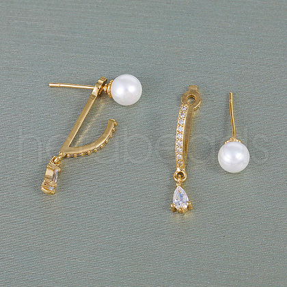 Elegant Brass Pave Clear Cubic Zirconia Stud Earrings WD5510-1